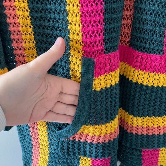 Torrid | Open Stitch Colorful Striped Knit Sweater with Fringe - Picture 3 of 10